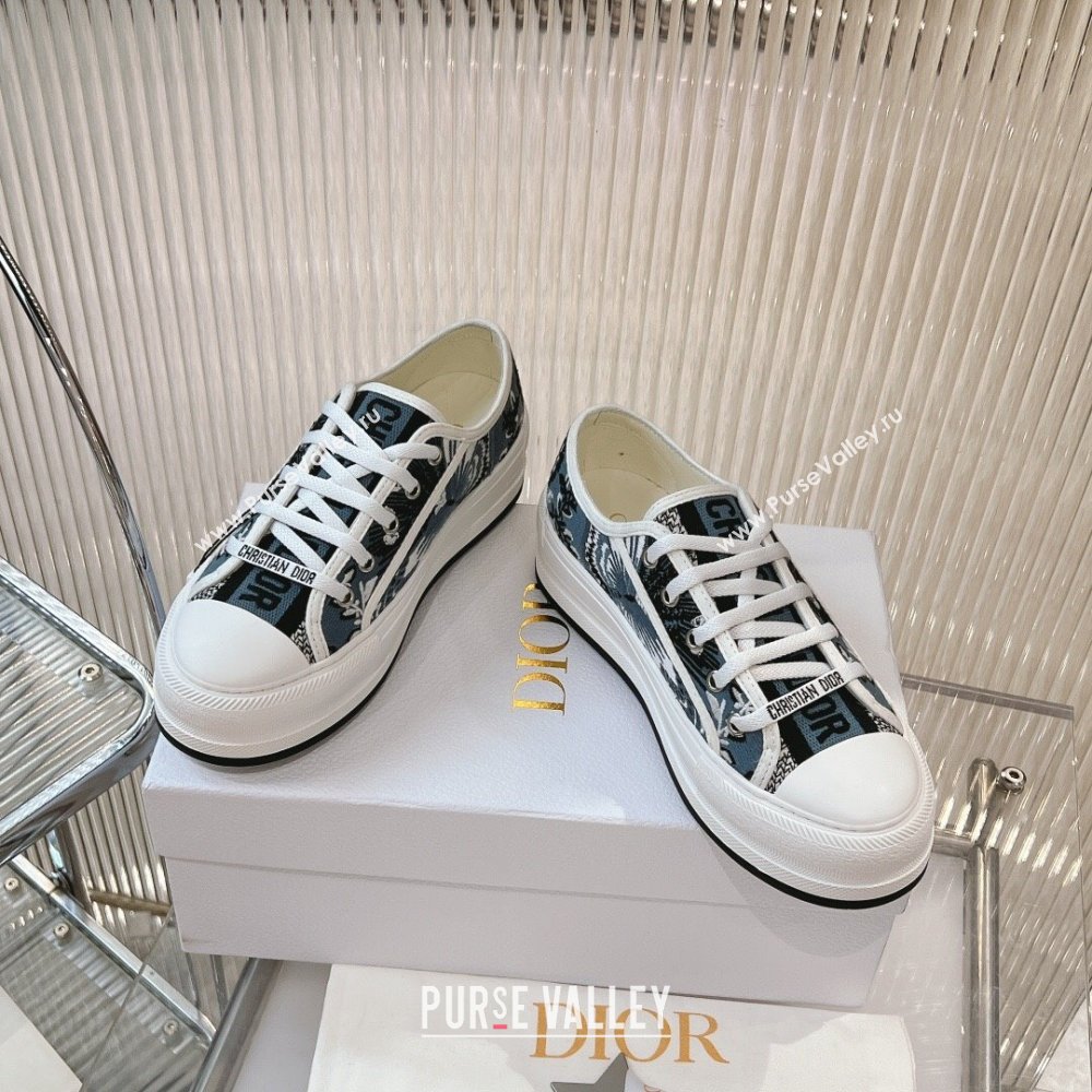 Dior WalknDior Platform Sneakers 4.5cm in Blue Butterfly Embroidery 2024 0723 (MD-2407230069)