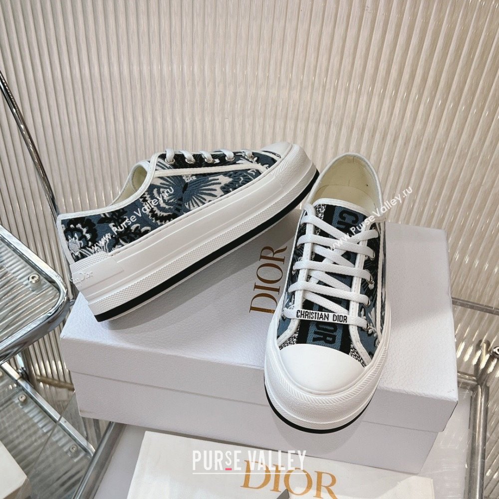 Dior WalknDior Platform Sneakers 4.5cm in Blue Butterfly Embroidery 2024 0723 (MD-2407230069)