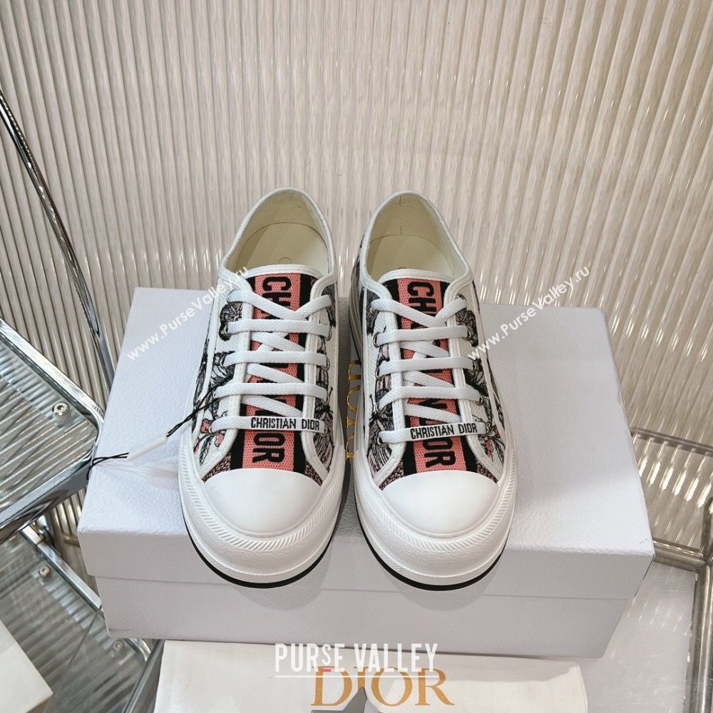 Dior WalknDior Platform Sneakers 4.5cm in White Multicolor Butterfly Embroidered Cotton 2024 0723 (MD-2407230071)