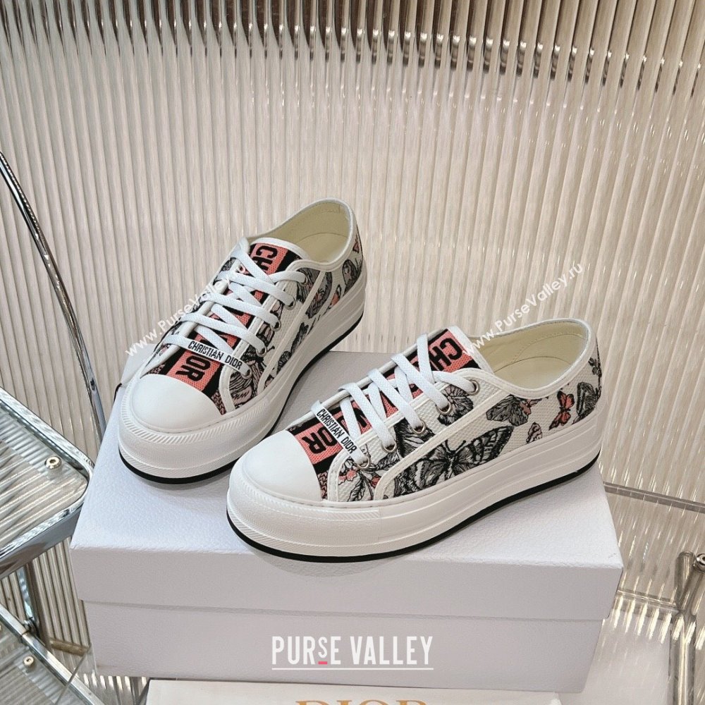 Dior WalknDior Platform Sneakers 4.5cm in White Multicolor Butterfly Embroidered Cotton 2024 0723 (MD-2407230071)