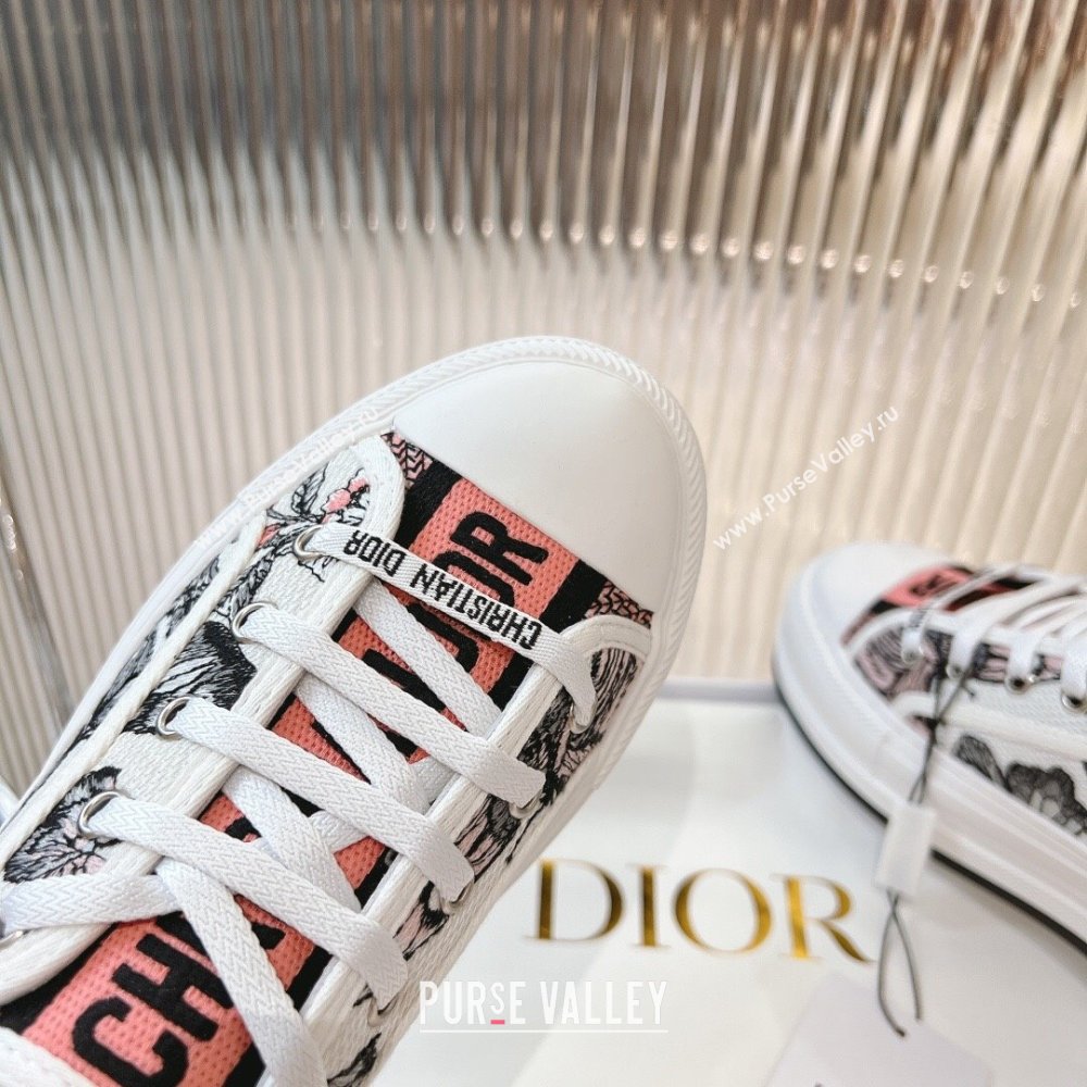 Dior WalknDior Platform Sneakers 4.5cm in White Multicolor Butterfly Embroidered Cotton 2024 0723 (MD-2407230071)