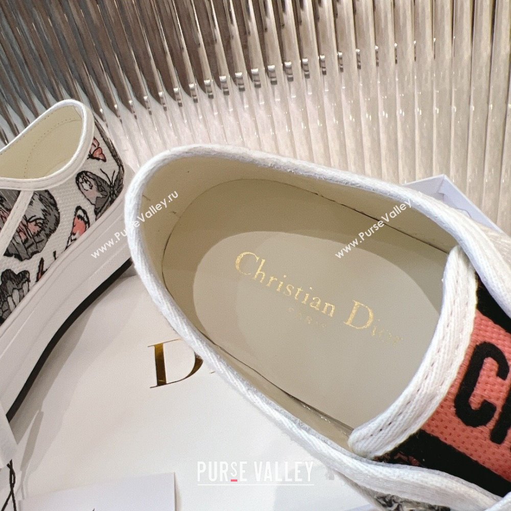 Dior WalknDior Platform Sneakers 4.5cm in White Multicolor Butterfly Embroidered Cotton 2024 0723 (MD-2407230071)