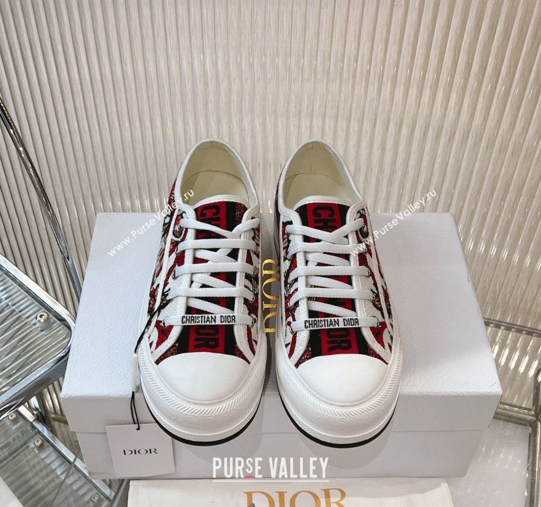 Dior WalknDior Platform Sneakers 4.5cm in White Multicolor Jardin Botanique Embroidery 2024 (MD-2407230074)