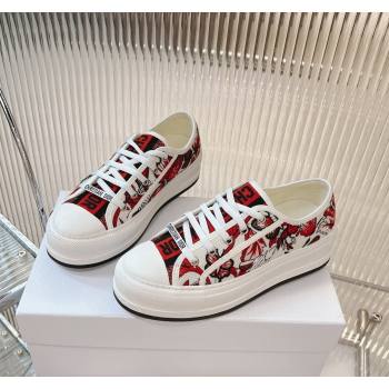 Dior WalknDior Platform Sneakers 4.5cm in White Multicolor Jardin Botanique Embroidery 2024 (MD-2407230074)