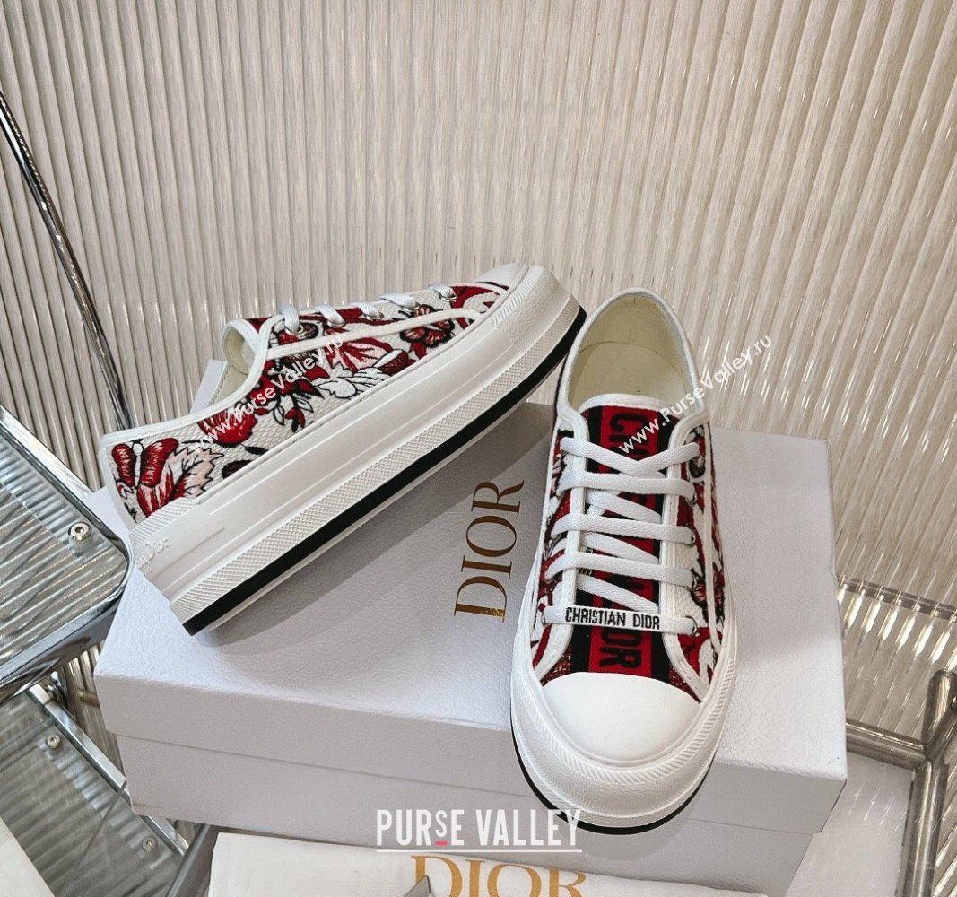 Dior WalknDior Platform Sneakers 4.5cm in White Multicolor Jardin Botanique Embroidery 2024 (MD-2407230074)