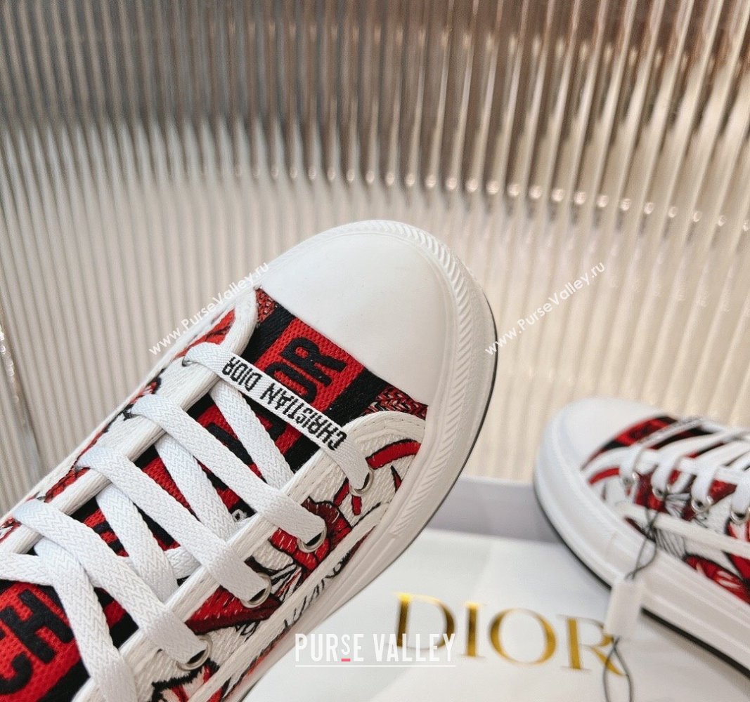 Dior WalknDior Platform Sneakers 4.5cm in White Multicolor Jardin Botanique Embroidery 2024 (MD-2407230074)