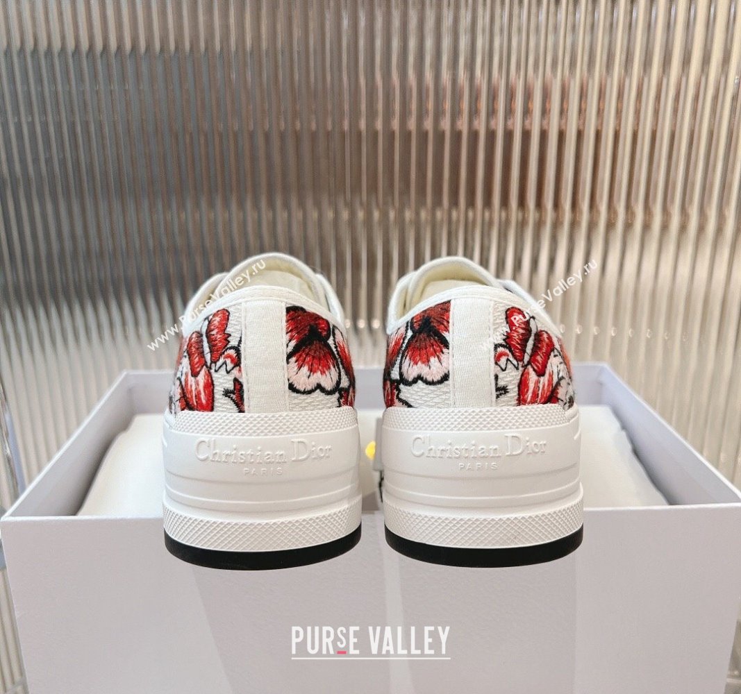 Dior WalknDior Platform Sneakers 4.5cm in White Multicolor Jardin Botanique Embroidery 2024 (MD-2407230074)