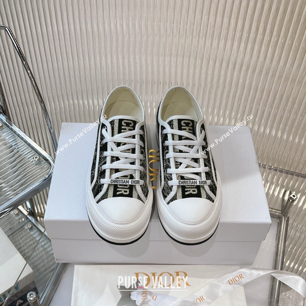 Dior WalknDior Platform Sneakers 4.5cm in Black Butterfly Embroidered Cotton 2024 0723 (MD-2407230076)