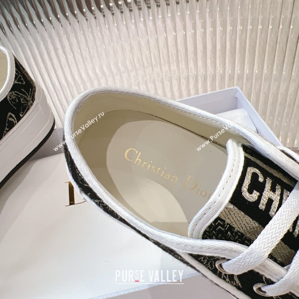 Dior WalknDior Platform Sneakers 4.5cm in Black Butterfly Embroidered Cotton 2024 0723 (MD-2407230076)