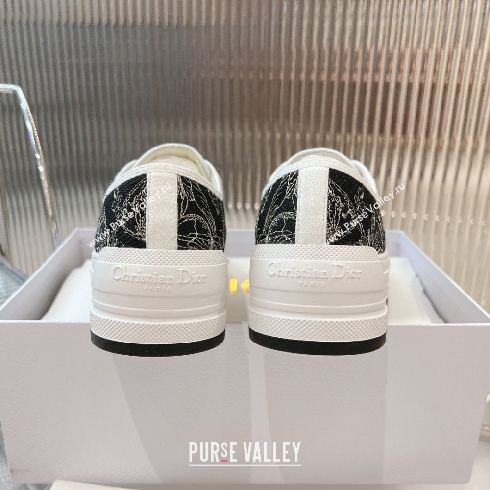 Dior WalknDior Platform Sneakers 4.5cm in Black Butterfly Embroidered Cotton 2024 0723 (MD-2407230076)