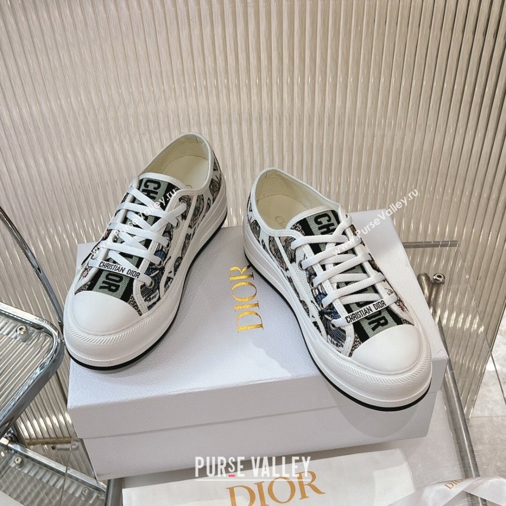 Dior WalknDior Platform Sneakers 4.5cm in White 2 Butterfly Embroidered Cotton 2024 0723 (MD-2407230077)