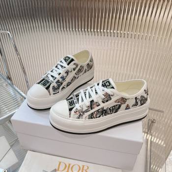 Dior WalknDior Platform Sneakers 4.5cm in White 2 Butterfly Embroidered Cotton 2024 0723 (MD-2407230077)