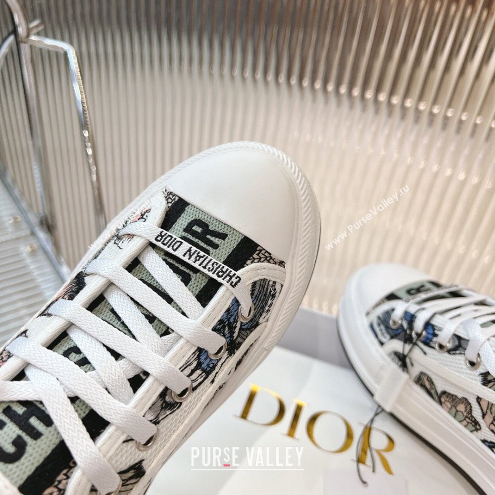 Dior WalknDior Platform Sneakers 4.5cm in White 2 Butterfly Embroidered Cotton 2024 0723 (MD-2407230077)