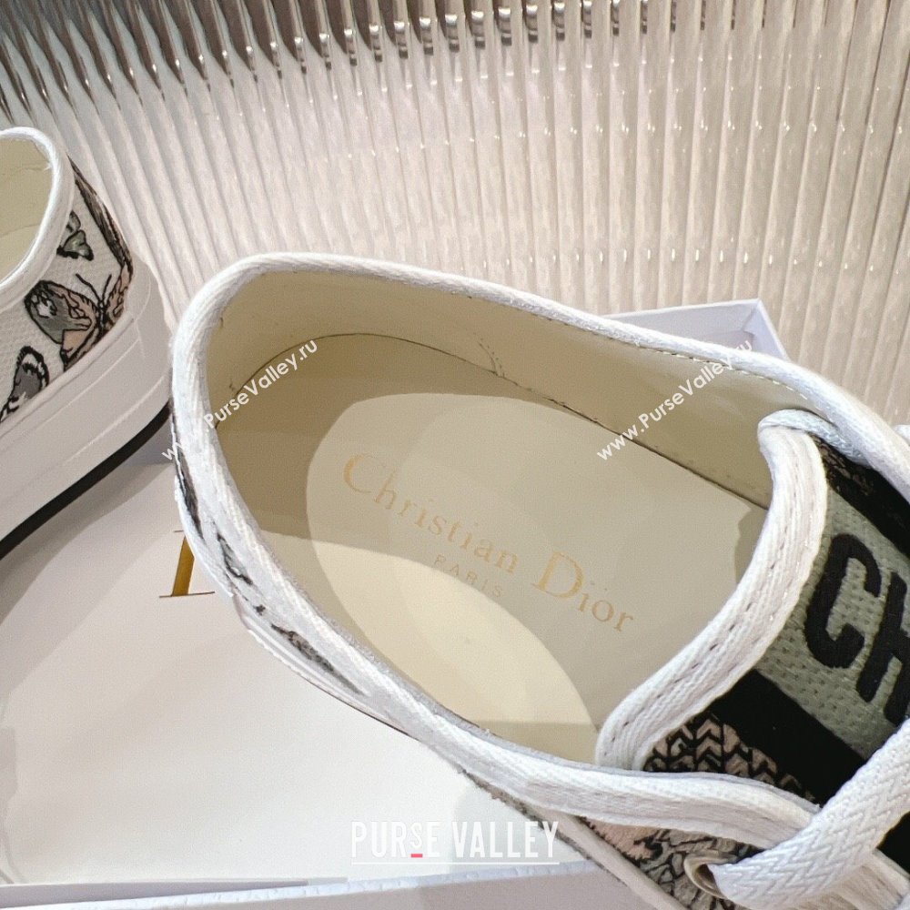 Dior WalknDior Platform Sneakers 4.5cm in White 2 Butterfly Embroidered Cotton 2024 0723 (MD-2407230077)