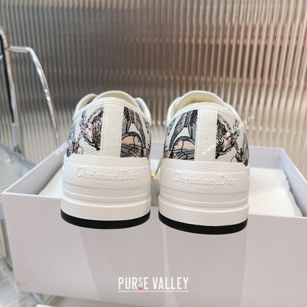 Dior WalknDior Platform Sneakers 4.5cm in White 2 Butterfly Embroidered Cotton 2024 0723 (MD-2407230077)