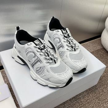 Dior Chrono Sneakers 4cm in Mesh with Laminated Leather-Effect Panels White 2024 (SS-2407230078)