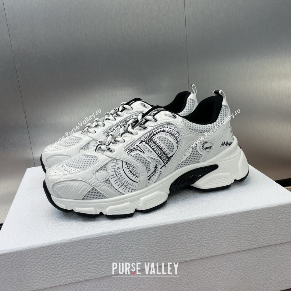 Dior Chrono Sneakers 4cm in Mesh with Laminated Leather-Effect Panels White 2024 (SS-2407230078)