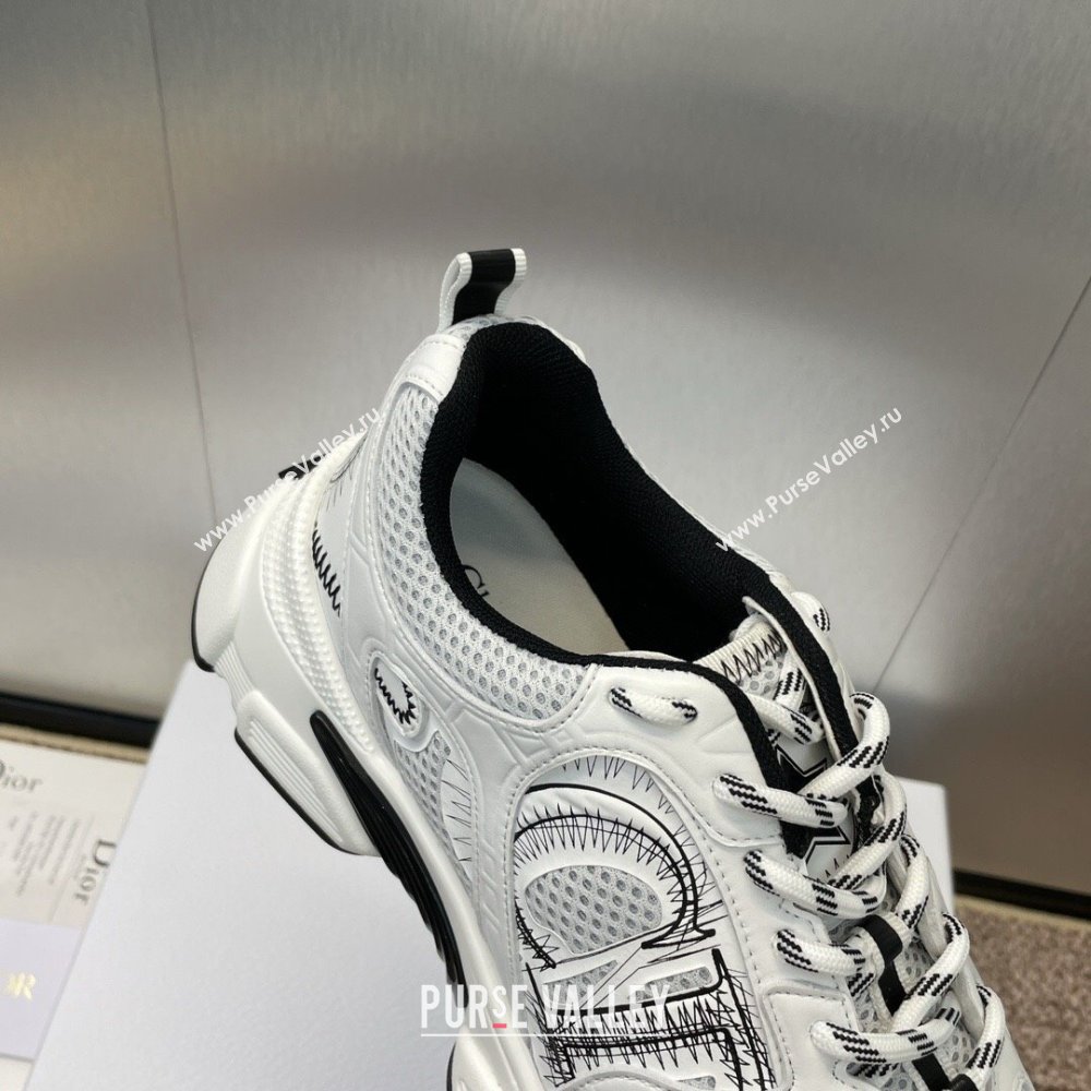 Dior Chrono Sneakers 4cm in Mesh with Laminated Leather-Effect Panels White 2024 (SS-2407230078)