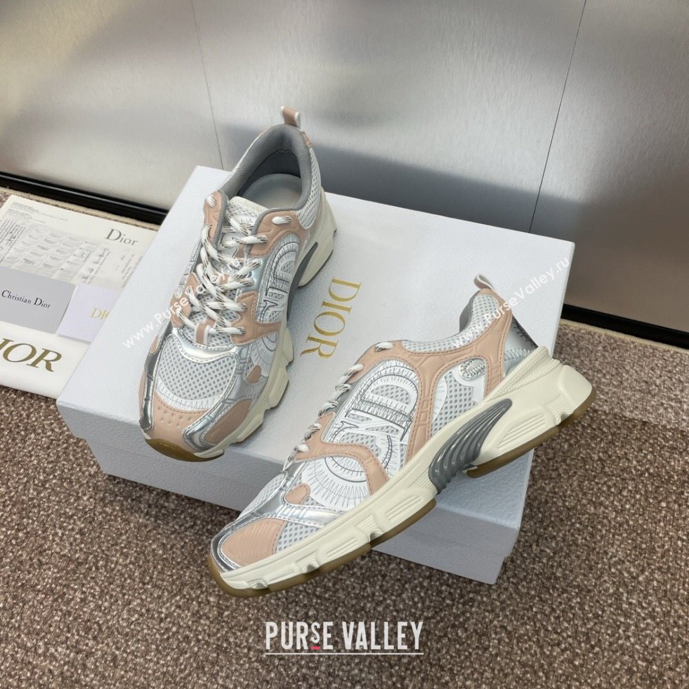 Dior Chrono Sneakers 4cm in Mesh with Laminated Leather-Effect Panels Rose Beige 2024 (SS-2407230079)