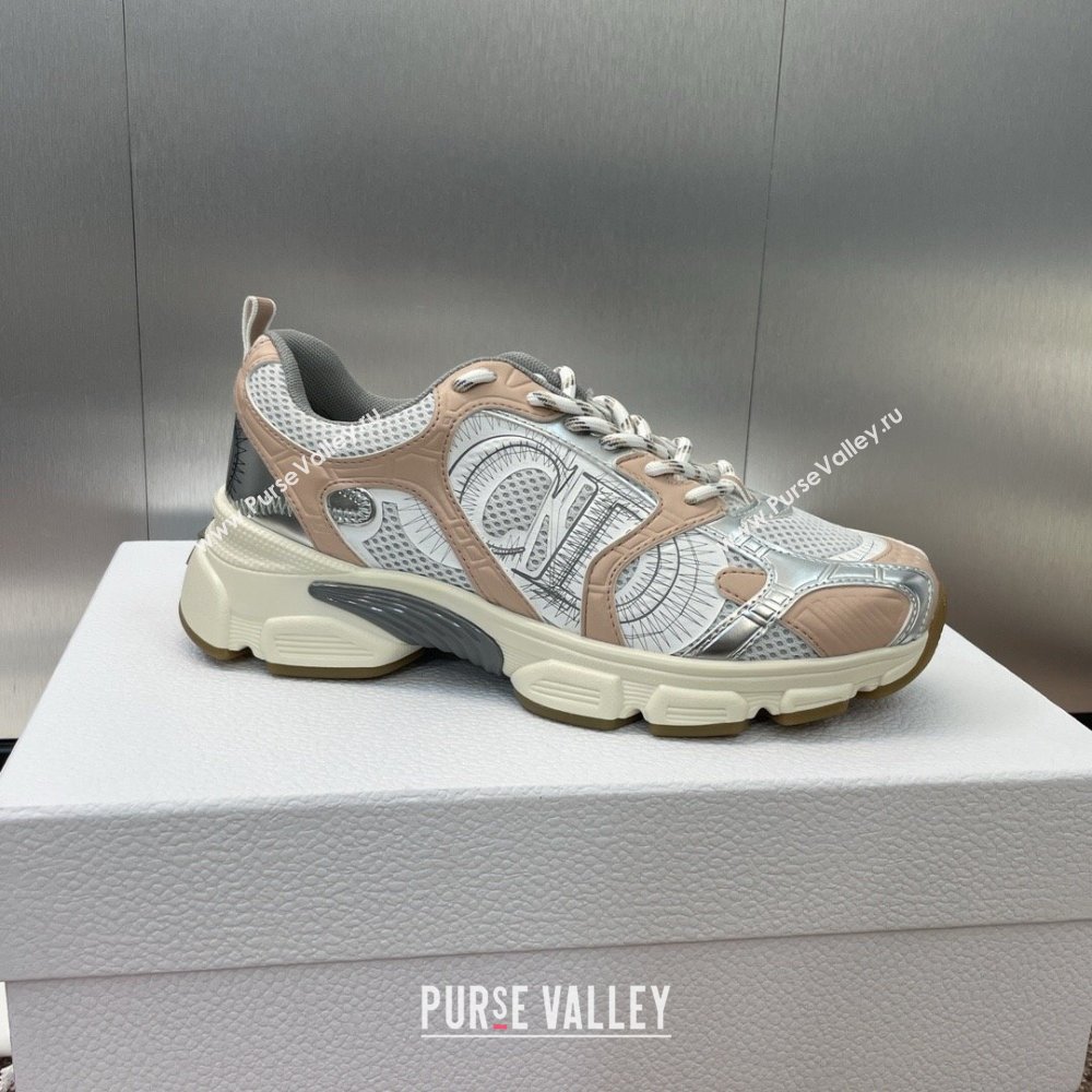 Dior Chrono Sneakers 4cm in Mesh with Laminated Leather-Effect Panels Rose Beige 2024 (SS-2407230079)