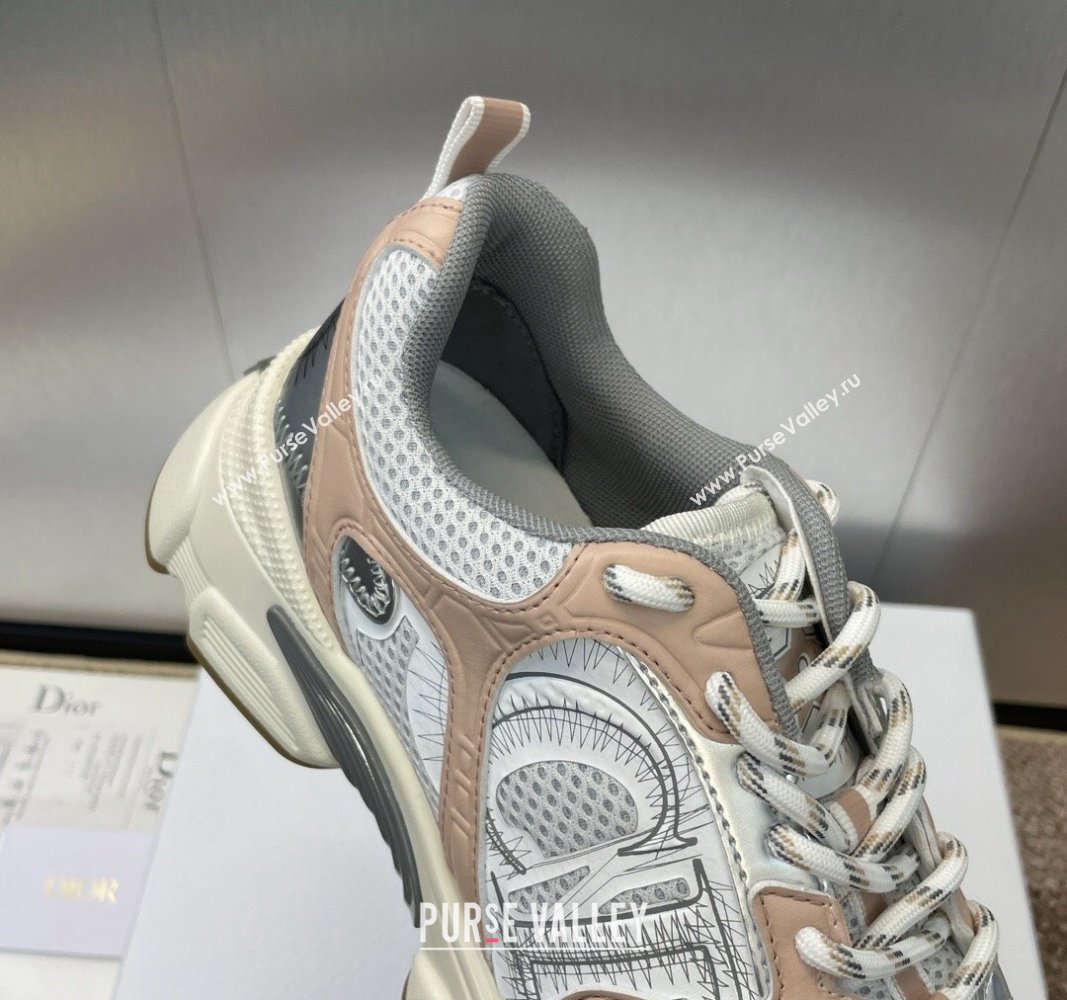 Dior Chrono Sneakers 4cm in Mesh with Laminated Leather-Effect Panels Rose Beige 2024 (SS-2407230079)