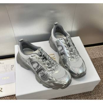 Dior Dior Chrono Sneakers 4cm in Mesh with Laminated Leather-Effect Panels Silver Grey 2024 (SS-2407230081)