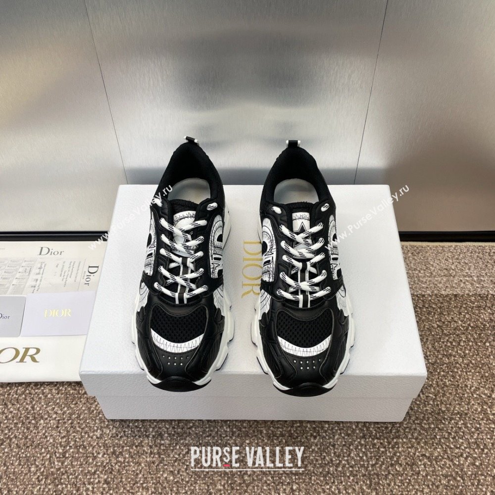 Dior Dior Chrono Sneakers 4cm in Mesh with Laminated Leather-Effect Panels Black 2024 (SS-2407230082)