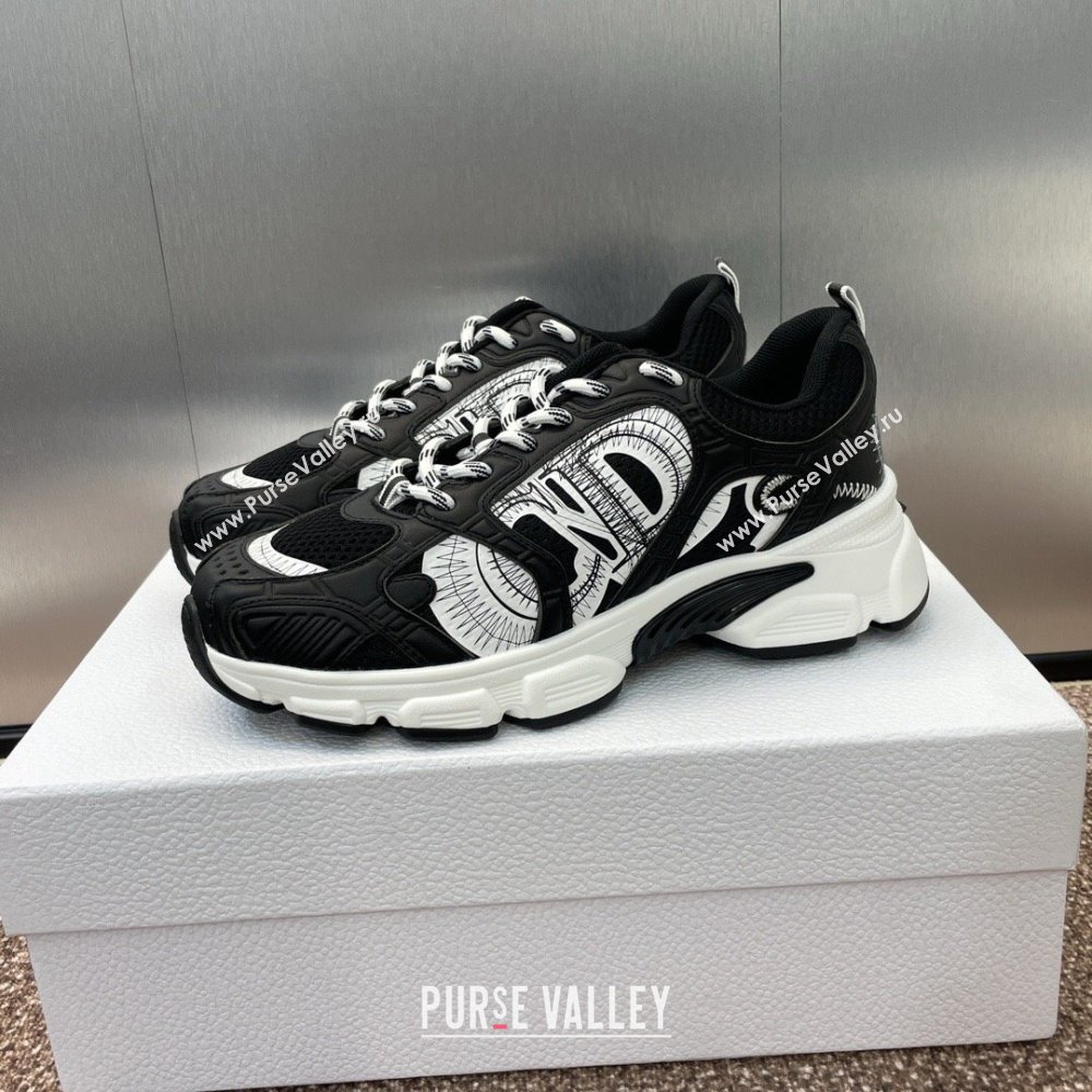 Dior Dior Chrono Sneakers 4cm in Mesh with Laminated Leather-Effect Panels Black 2024 (SS-2407230082)