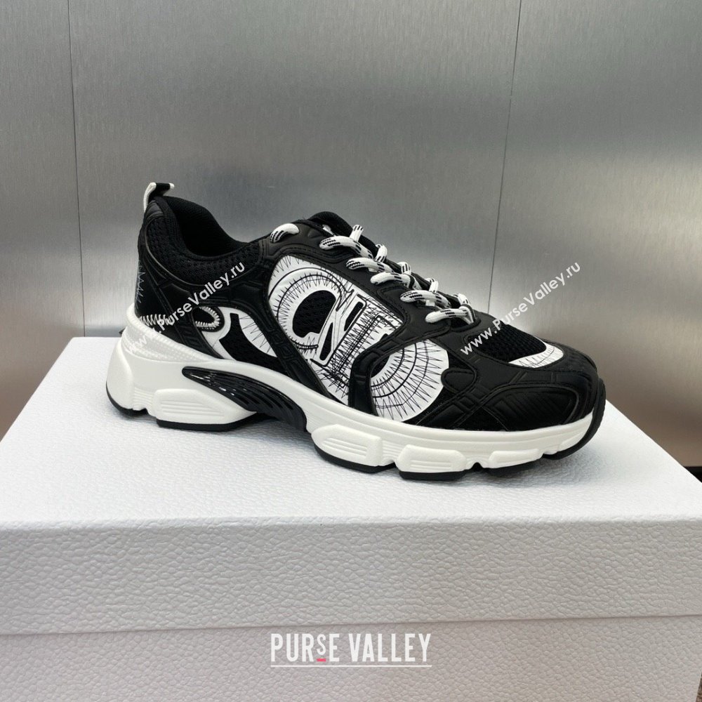 Dior Dior Chrono Sneakers 4cm in Mesh with Laminated Leather-Effect Panels Black 2024 (SS-2407230082)