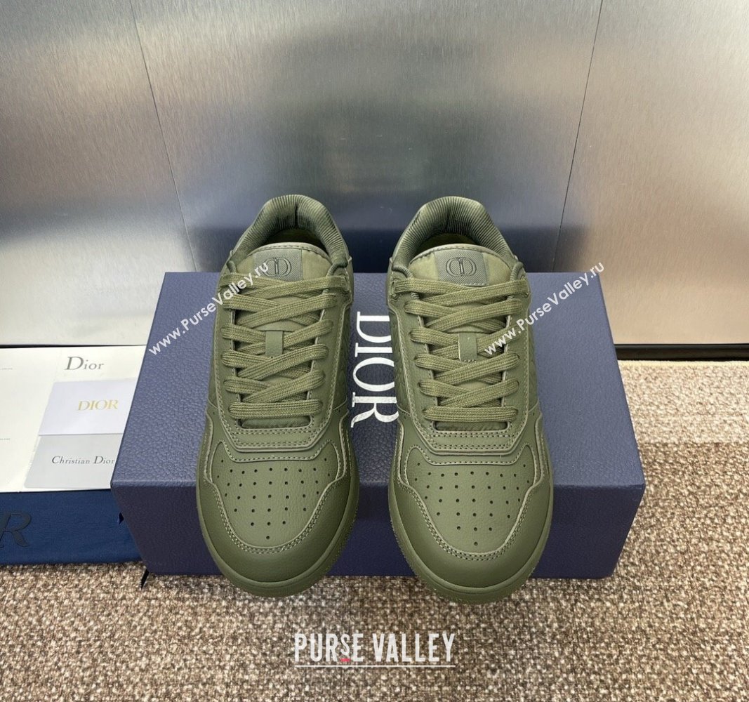 Dior B27 Low-Top Sneakers in Grained Calfskin Khaki Green 2024 0723 (SS-2407230085)