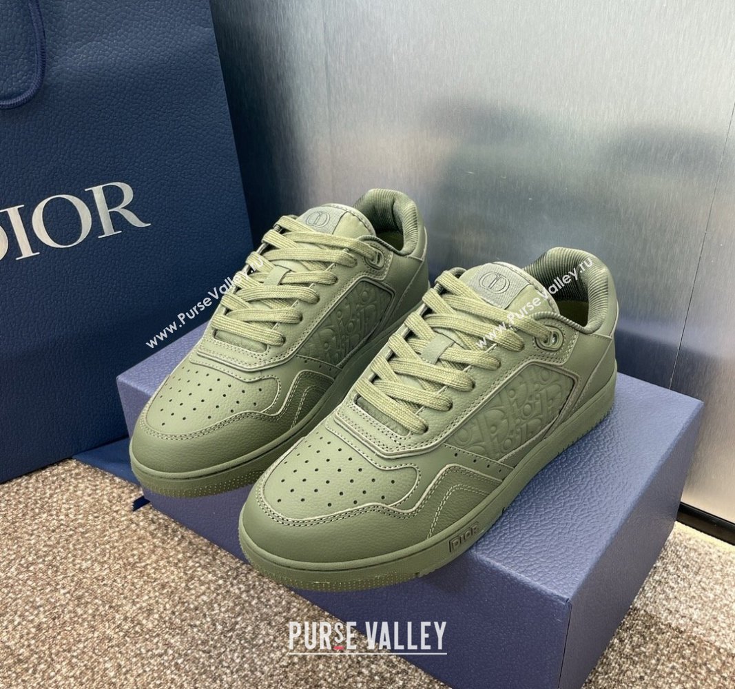 Dior B27 Low-Top Sneakers in Grained Calfskin Khaki Green 2024 0723 (SS-2407230085)