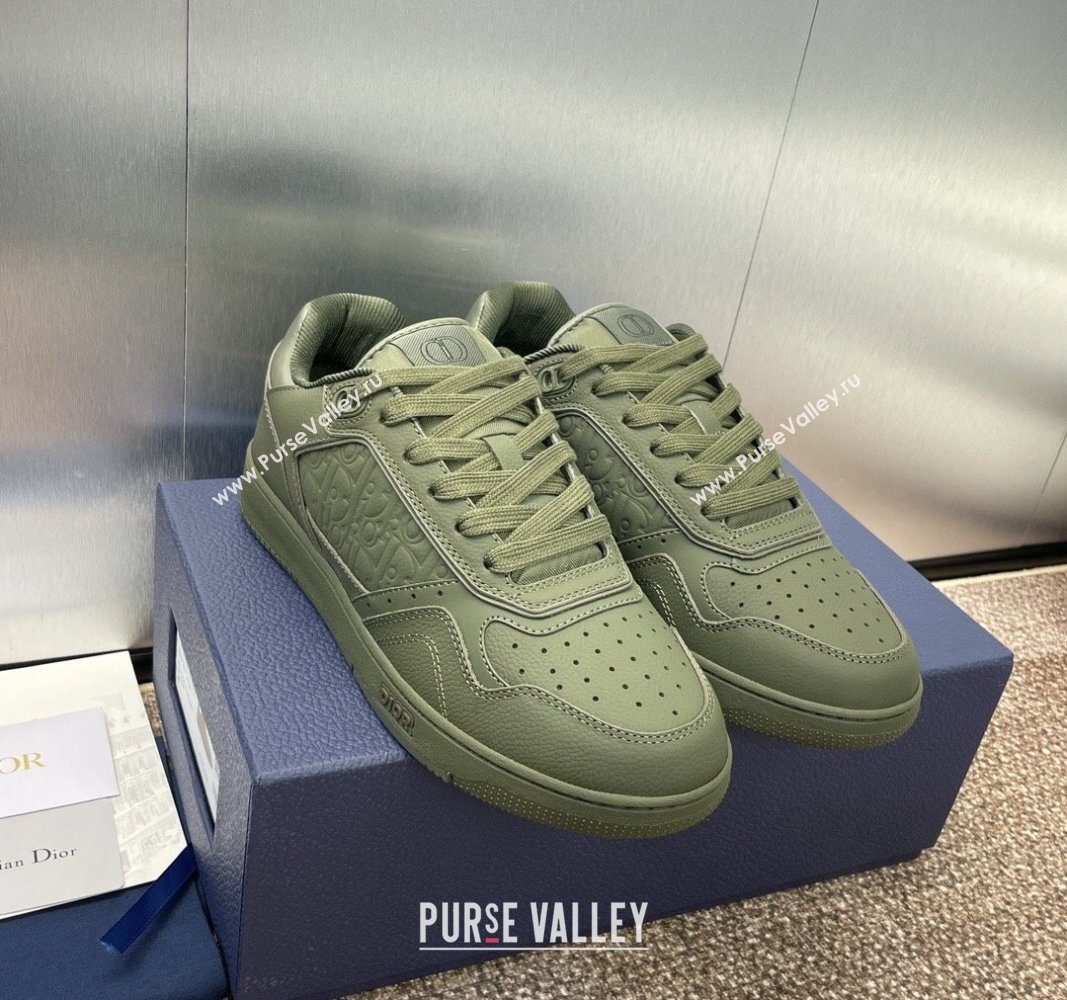 Dior B27 Low-Top Sneakers in Grained Calfskin Khaki Green 2024 0723 (SS-2407230085)