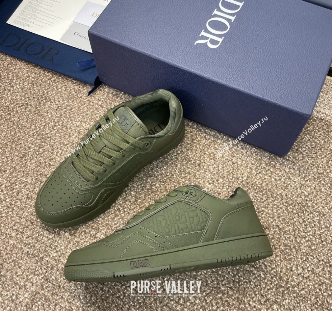 Dior B27 Low-Top Sneakers in Grained Calfskin Khaki Green 2024 0723 (SS-2407230085)