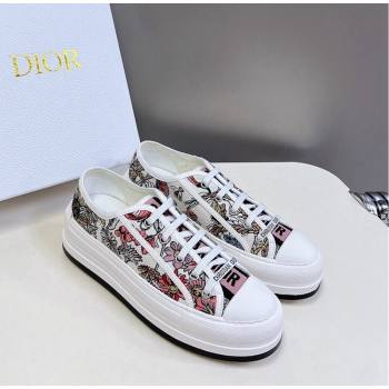 Dior WalknDior Platform Sneakers in White Multicolor Cotton Embroidered with Dior 4 Saisons Éte Motif 2024 (MD-2407230063)