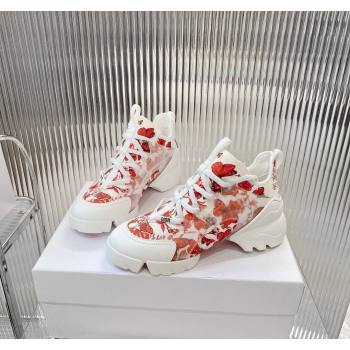 Dior D-Connect Sneakers in Red Butterfly Printed Technical Fabric 2024 0723 (MD-2407230087)