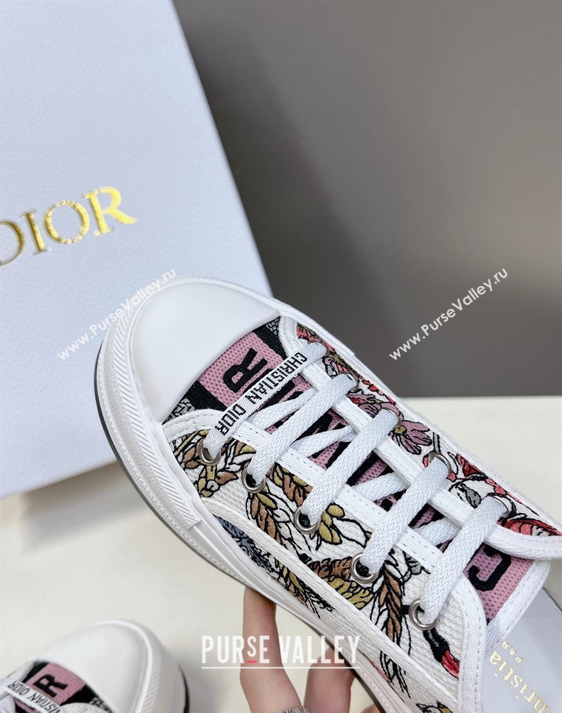 Dior WalknDior Platform Sneakers in White Multicolor Cotton Embroidered with Dior 4 Saisons Éte Motif 2024 (MD-2407230063)