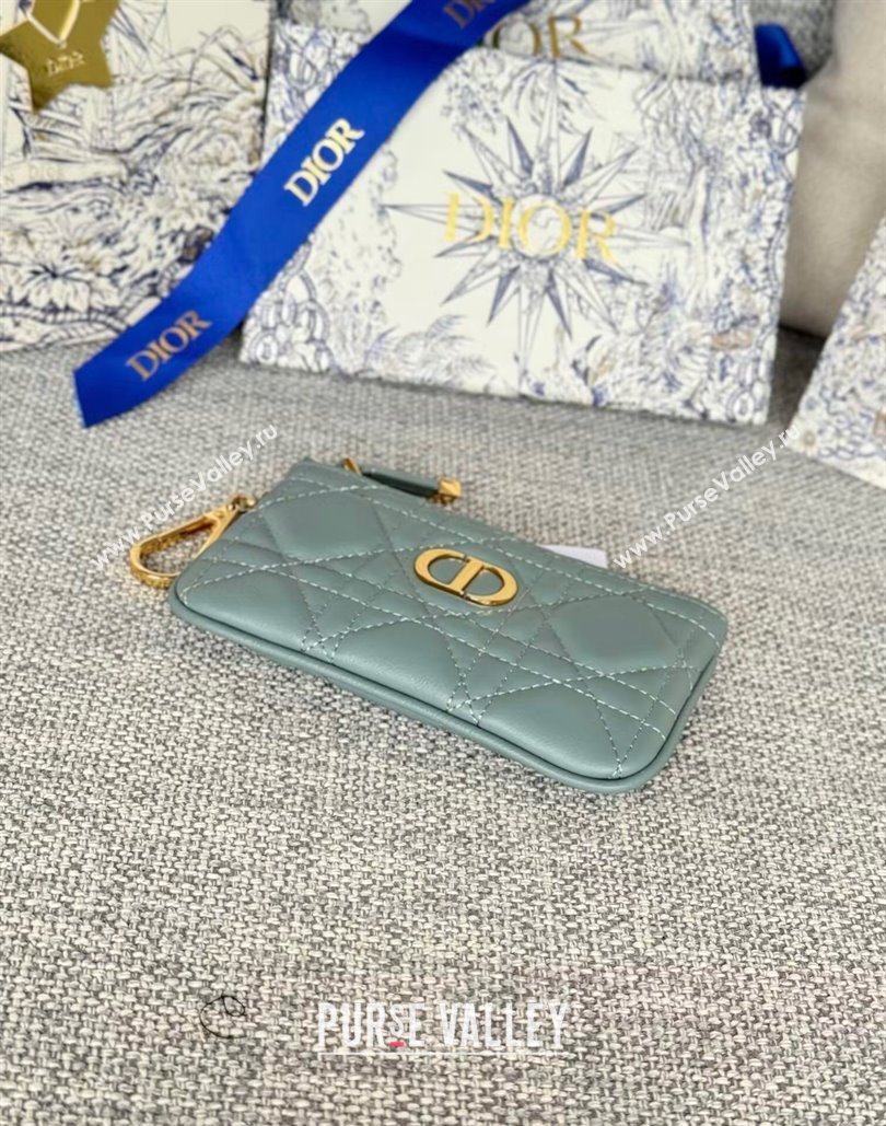 Dior 30 Montaigne Glycine Key Pouch in Grained Calfskin Dusty Blue 2024 (XXG-240805126)