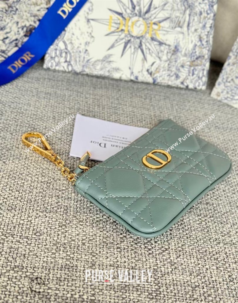 Dior 30 Montaigne Glycine Key Pouch in Grained Calfskin Dusty Blue 2024 (XXG-240805126)