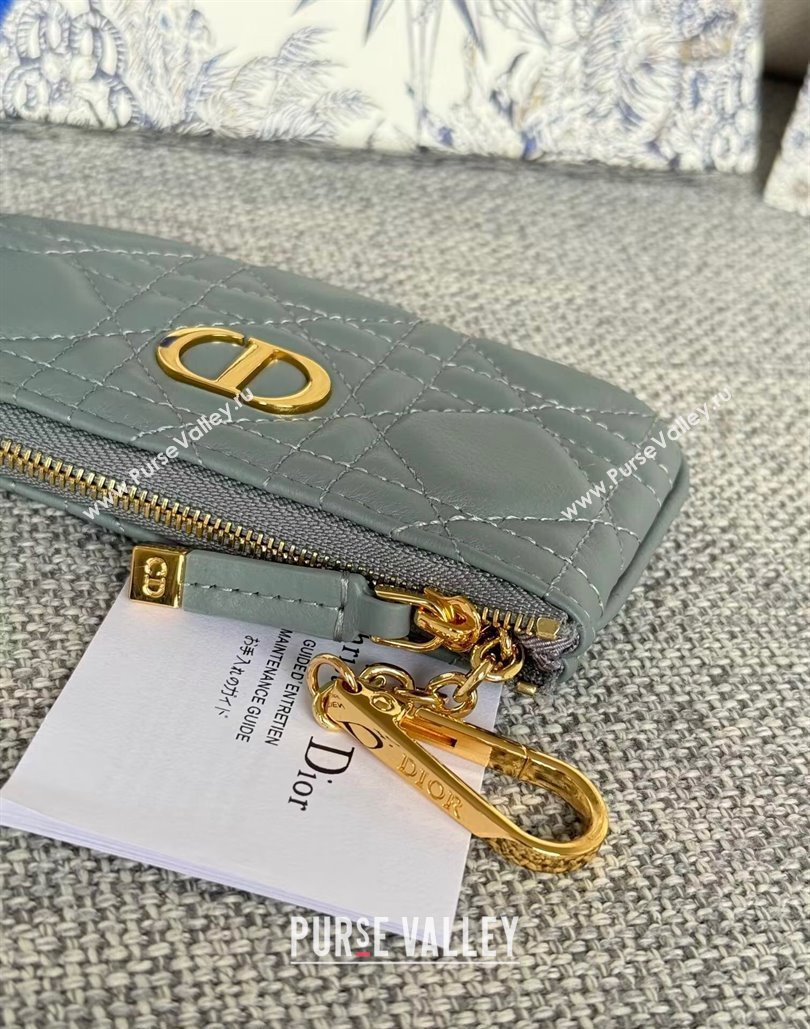 Dior 30 Montaigne Glycine Key Pouch in Grained Calfskin Dusty Blue 2024 (XXG-240805126)