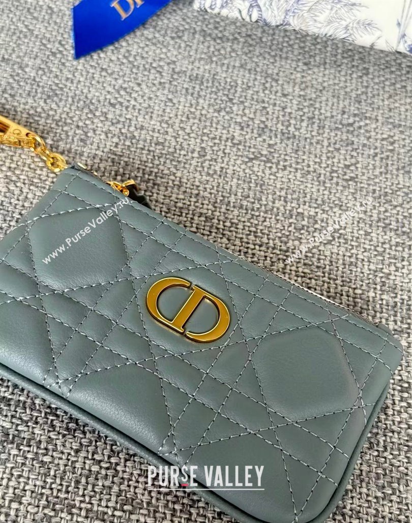 Dior 30 Montaigne Glycine Key Pouch in Grained Calfskin Dusty Blue 2024 (XXG-240805126)