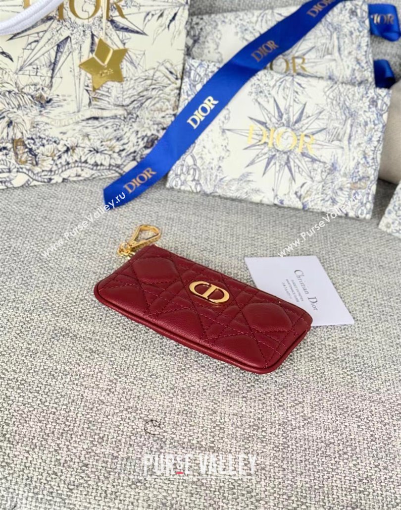 Dior 30 Montaigne Glycine Key Pouch in Grained Calfskin Red 2024 (XXG-240805127)