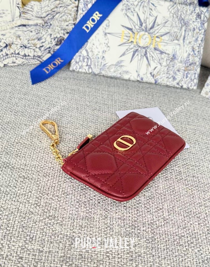 Dior 30 Montaigne Glycine Key Pouch in Grained Calfskin Red 2024 (XXG-240805127)