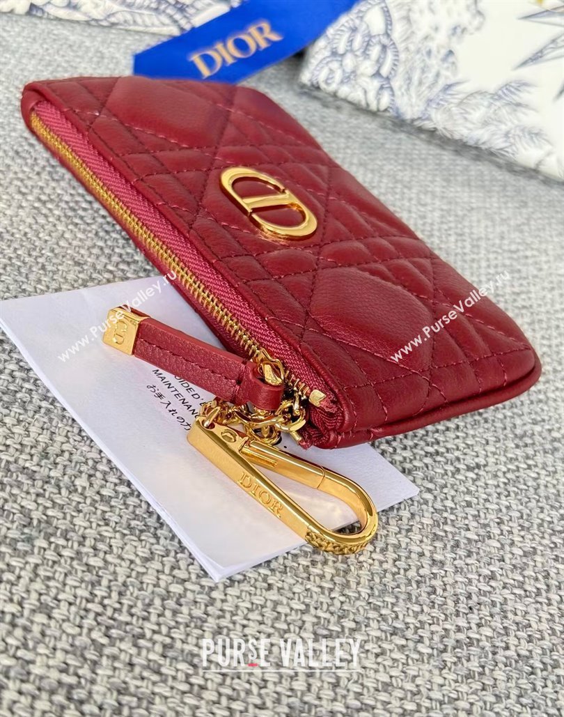 Dior 30 Montaigne Glycine Key Pouch in Grained Calfskin Red 2024 (XXG-240805127)