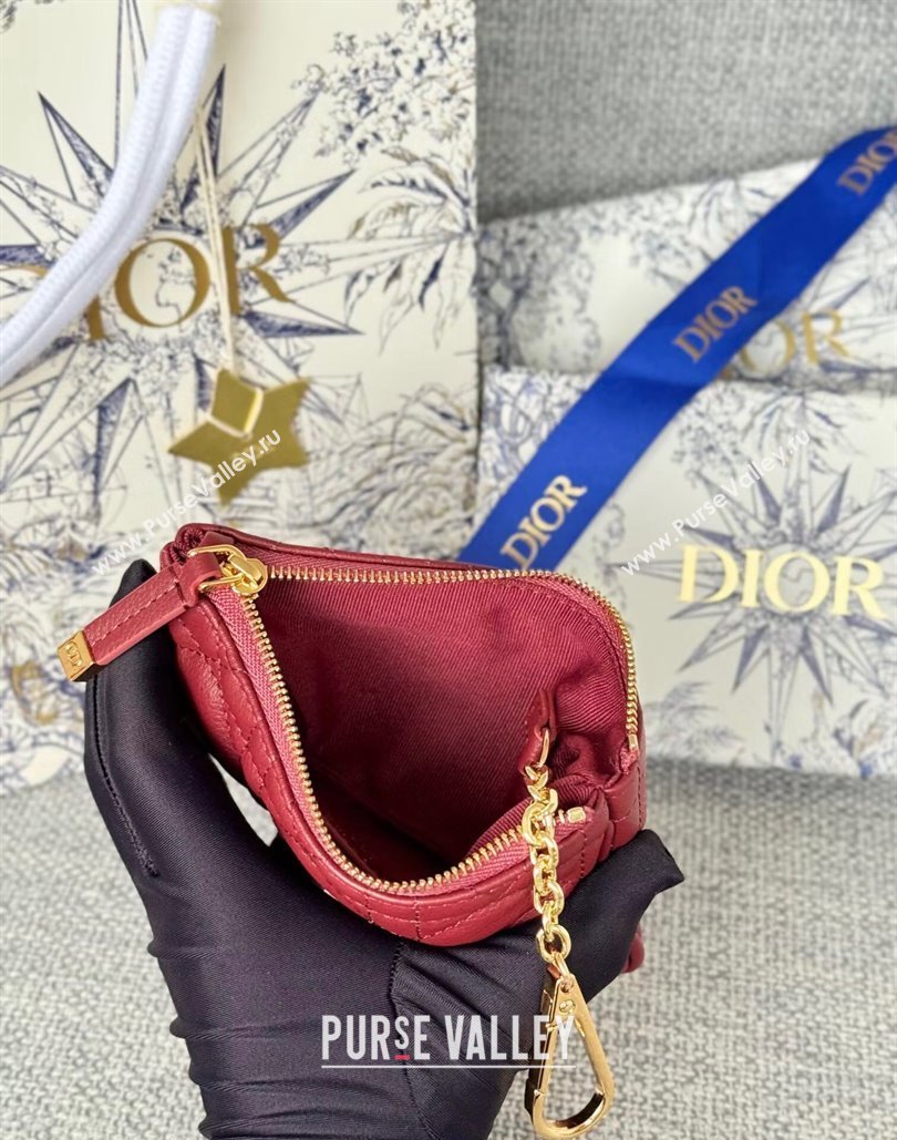 Dior 30 Montaigne Glycine Key Pouch in Grained Calfskin Red 2024 (XXG-240805127)