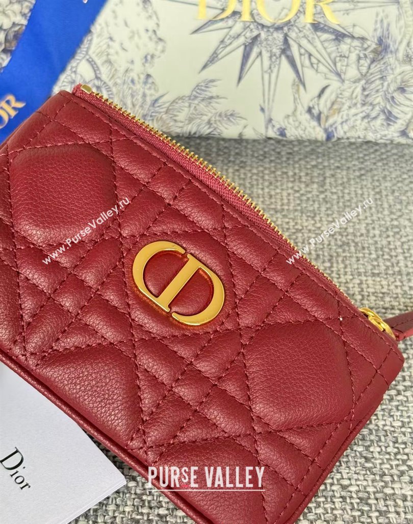 Dior 30 Montaigne Glycine Key Pouch in Grained Calfskin Red 2024 (XXG-240805127)