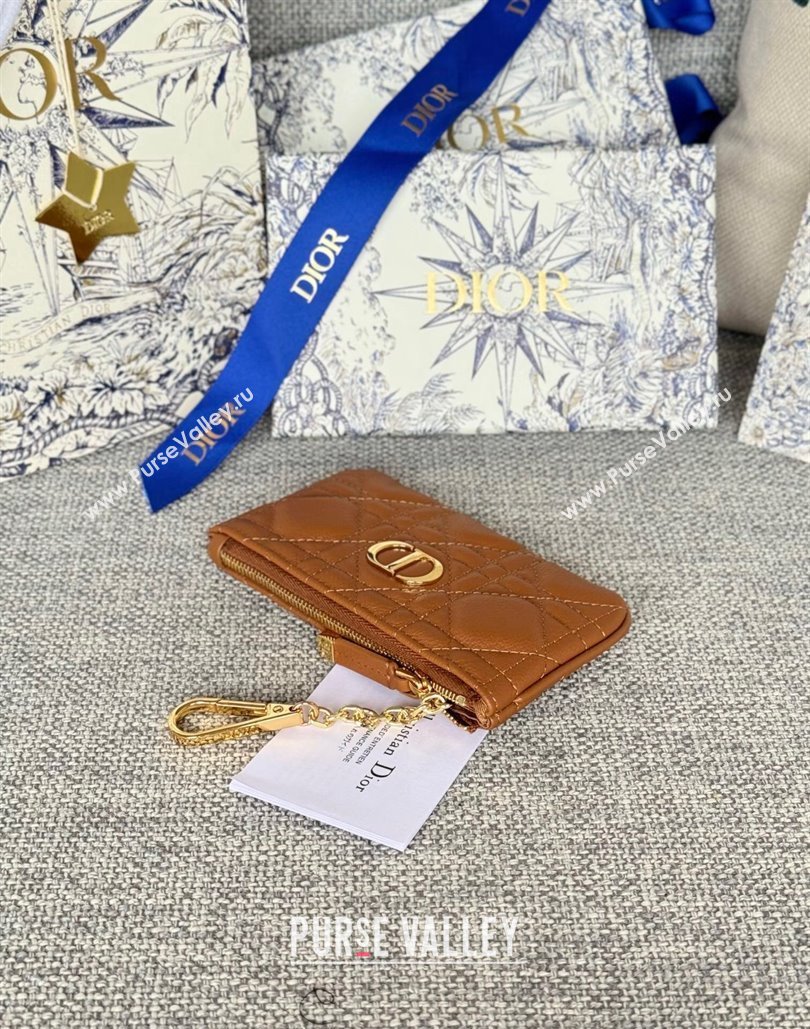 Dior 30 Montaigne Glycine Key Pouch in Grained Calfskin Brown 2024 (XXG-240805128)