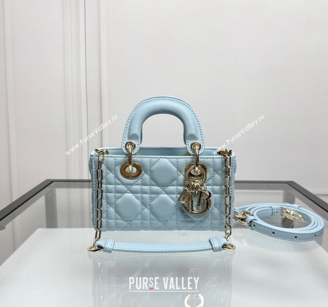 Dior Lady D-Joy Micro Bag in Pale Blue Cannage Lambskin 2024 0806 (XXG-240806005)