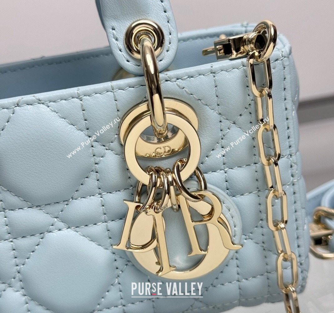 Dior Lady D-Joy Micro Bag in Pale Blue Cannage Lambskin 2024 0806 (XXG-240806005)