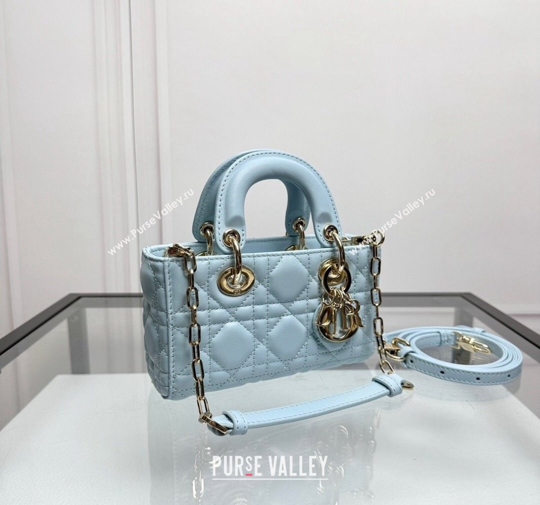 Dior Lady D-Joy Micro Bag in Pale Blue Cannage Lambskin 2024 0806 (XXG-240806005)