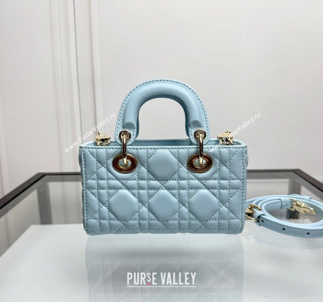 Dior Lady D-Joy Micro Bag in Pale Blue Cannage Lambskin 2024 0806 (XXG-240806005)